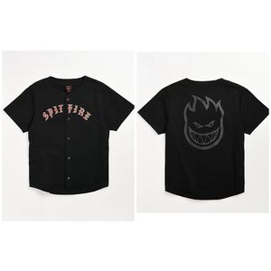 Spitfire Old English Black Baseball Jersey L